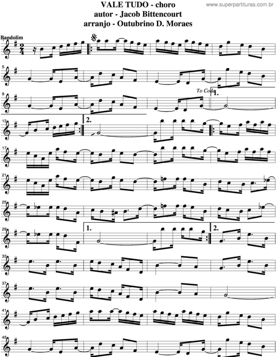 Partitura da música Vale Tudo v.3