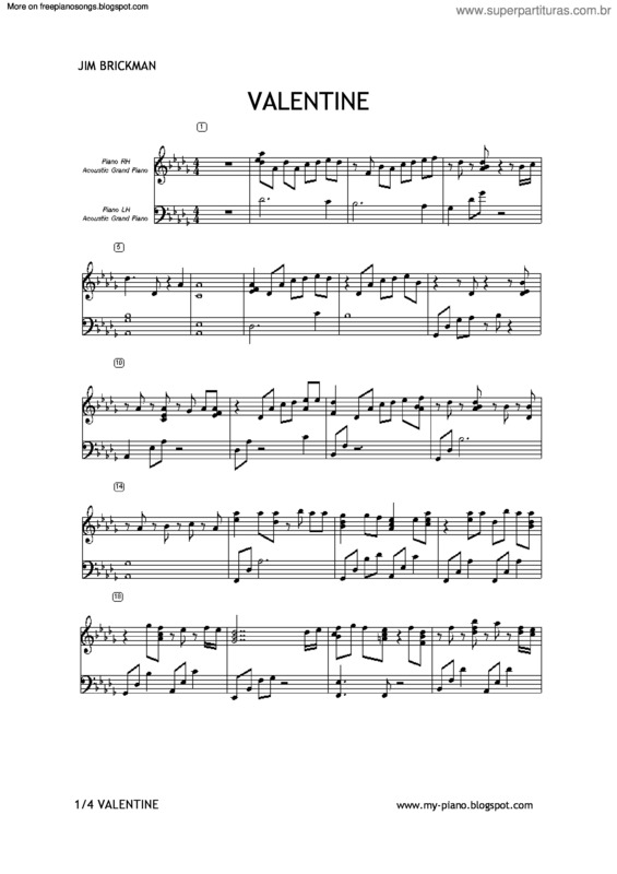 Partitura da música Valentine v.2