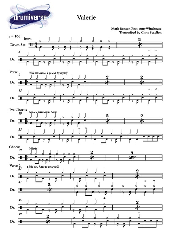 Partitura da música Valerie v.2