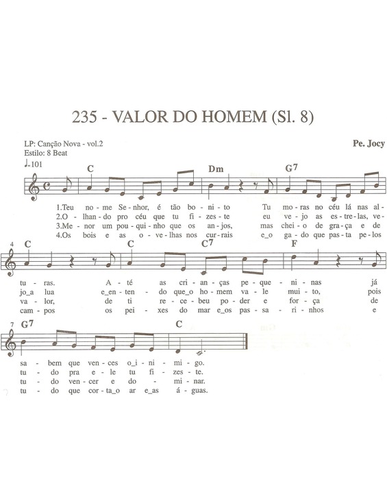 Partitura da música Valor do Homem