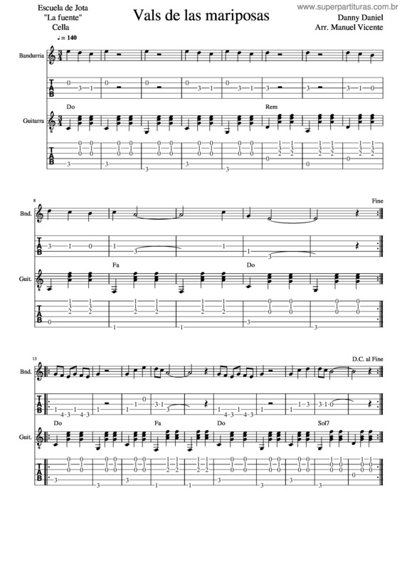 Partitura da música Vals De Las Mariposas