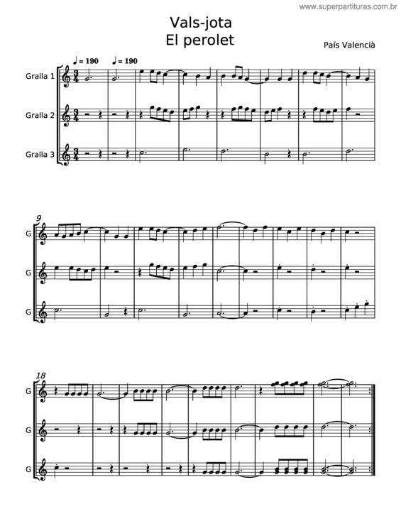Partitura da música Vals–Jota – País Valencià
