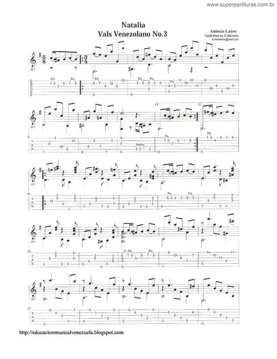 Partitura da música Vals Venezolano Nº 3
