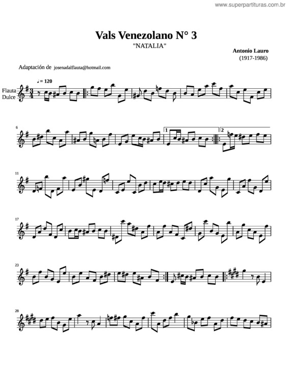 Partitura da música Vals Venezolano N 3