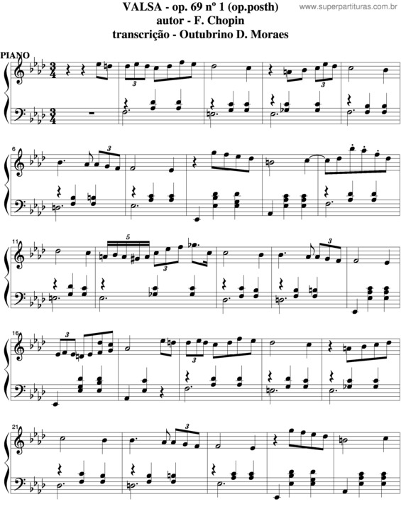 Partitura da música Valsa - Op.69