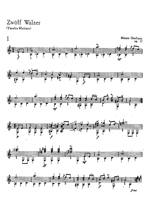 Partitura da música Valsa 1 (Op 57)