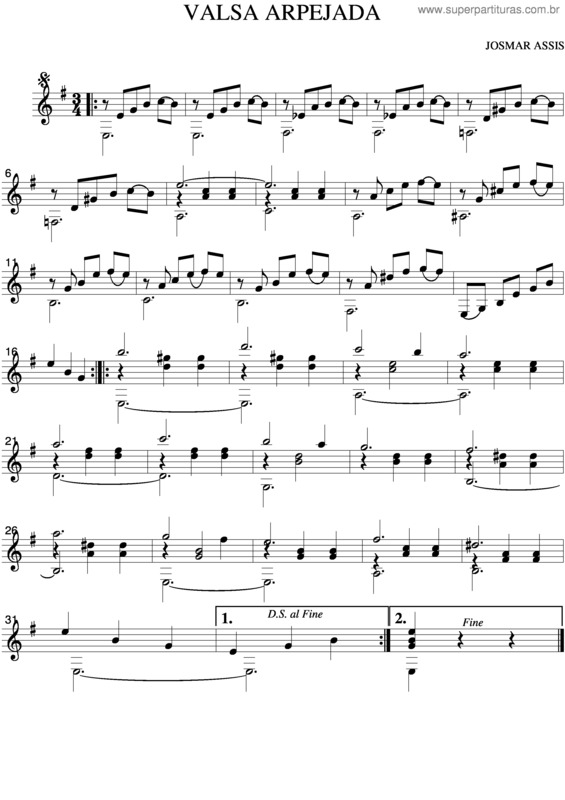 Partitura da música Valsa Arpeada