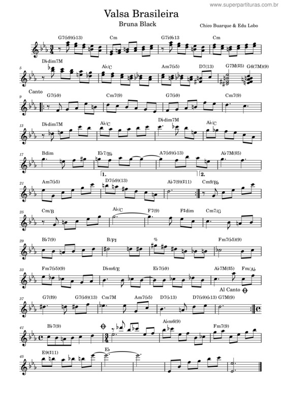 Partitura da música Valsa Brasileira – Versão Bruna Black