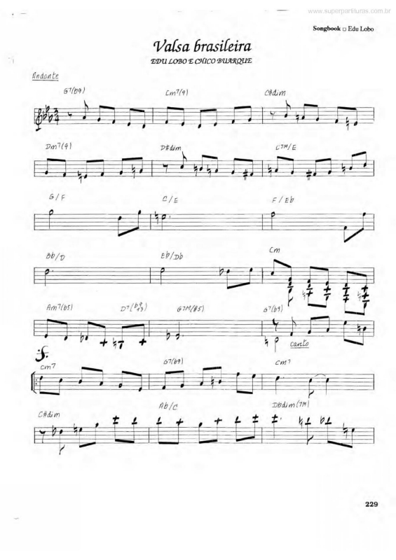 Partitura da música Valsa Brasileira