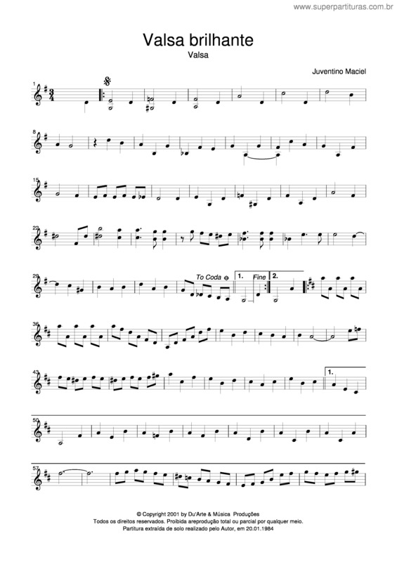 Partitura da música Valsa Brilhante