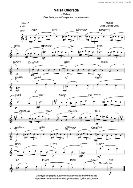 Partitura da música Valsa Chorada