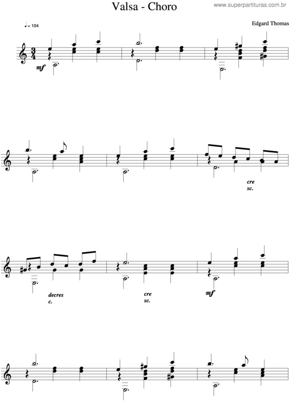 Partitura da música Valsa Choro