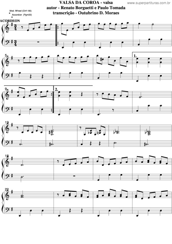 Partitura da música Valsa Da Coroa