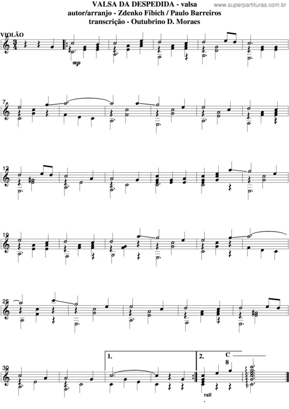 Partitura da música Valsa Da Despedida v.2