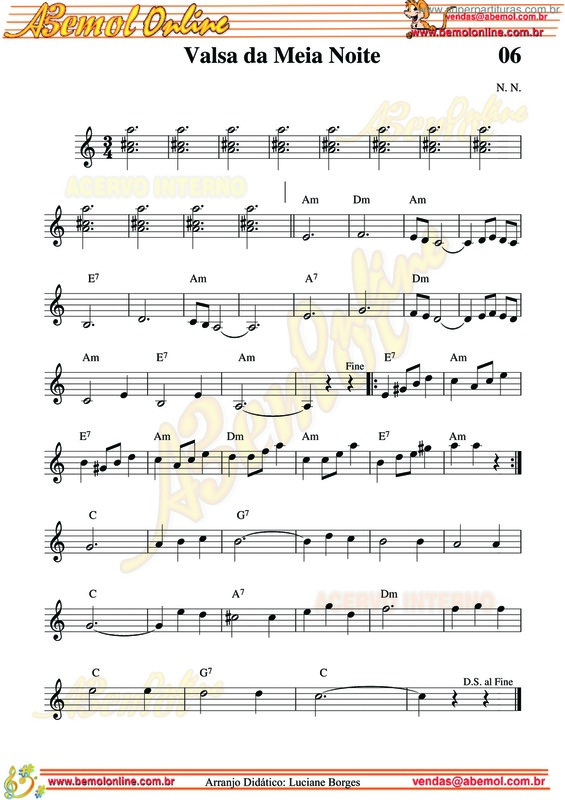 Partitura da música Valsa Da Meia Noite v.2
