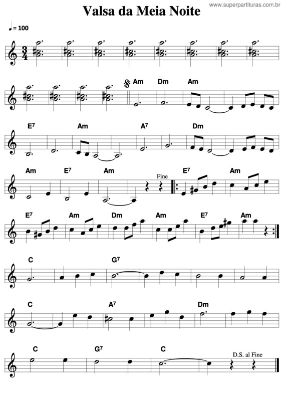 Partitura da música Valsa Da Meia Noite v.3