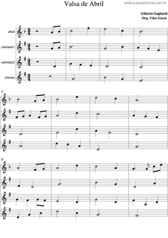 Partitura da música Valsa De Abril