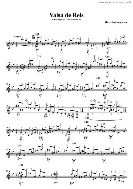 Partitura da música Valsa de Reis