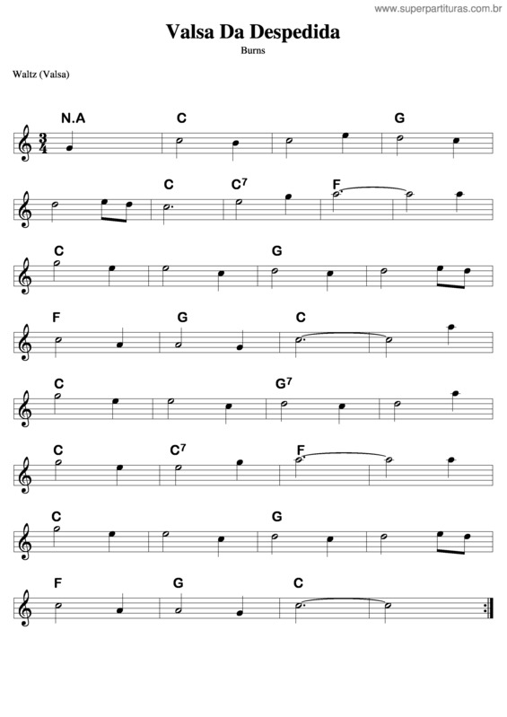 Partitura da música Valsa Despedida