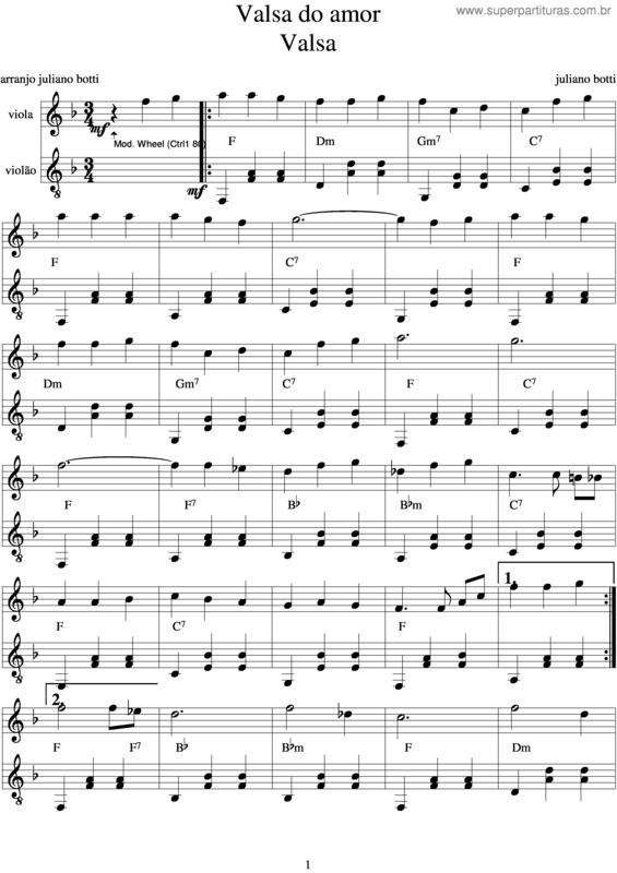 Partitura da música Valsa Do Amor