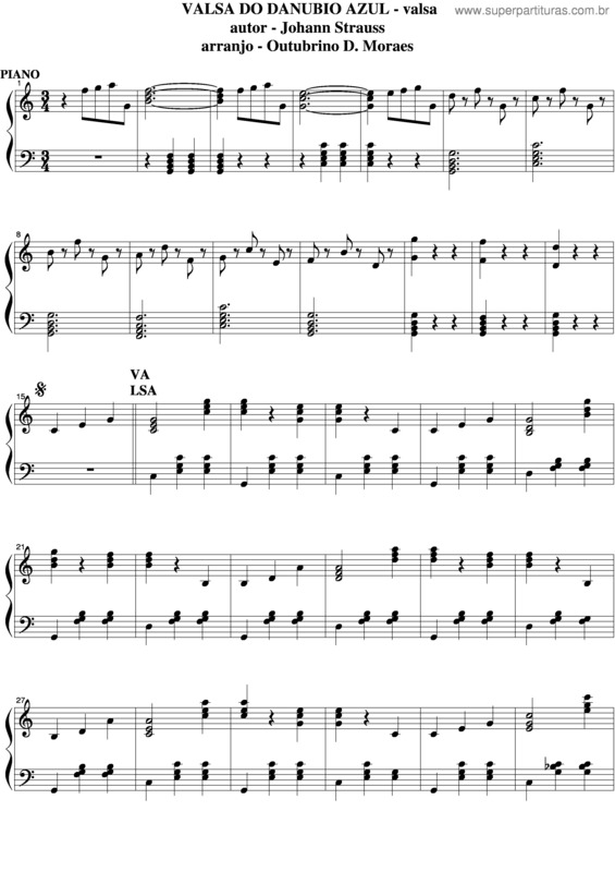 Partitura da música Valsa Do Danubio Azul v.3