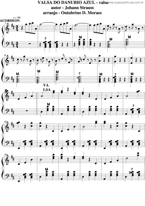 Partitura da música Valsa Do Danubio Azul