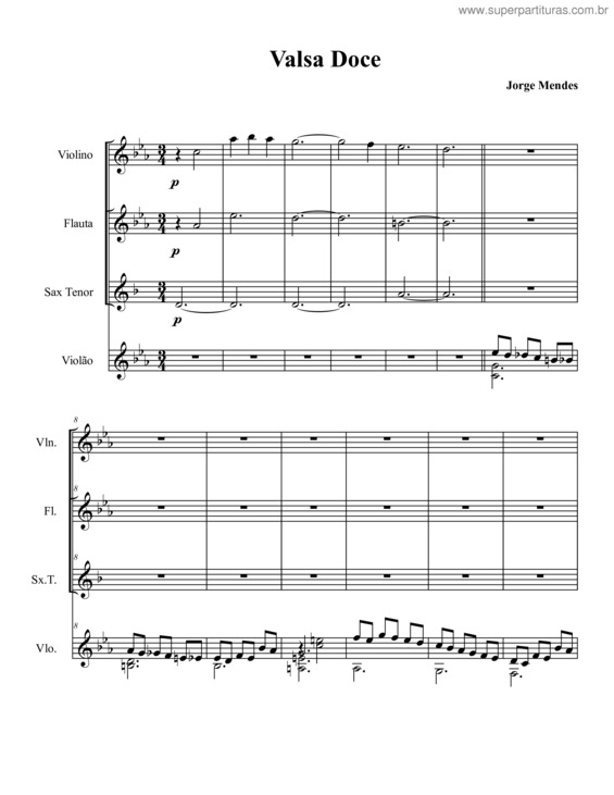 Partitura da música Valsa doce