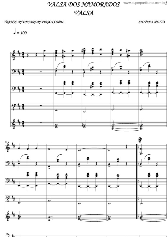 Partitura da música Valsa Dos Namorados