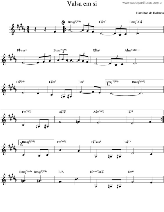 Partitura da música Valsa Em Si