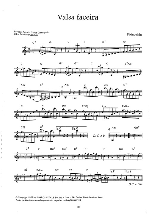 Partitura da música Valsa Faceira v.6