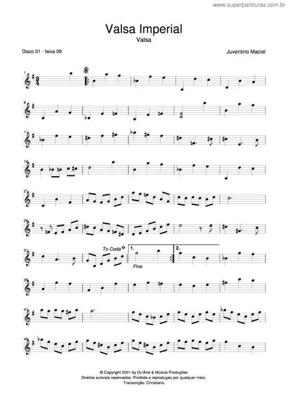 Partitura da música Valsa Imperial