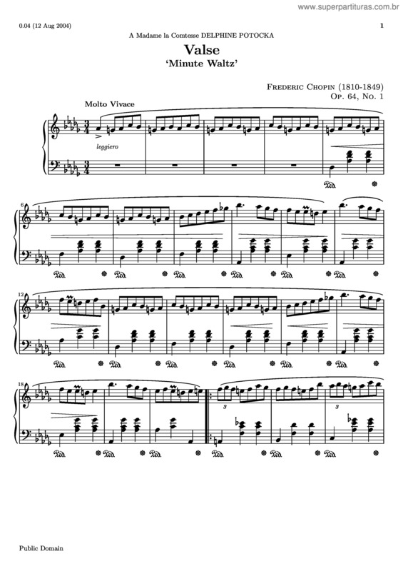 Partitura da música Valsa Minuto