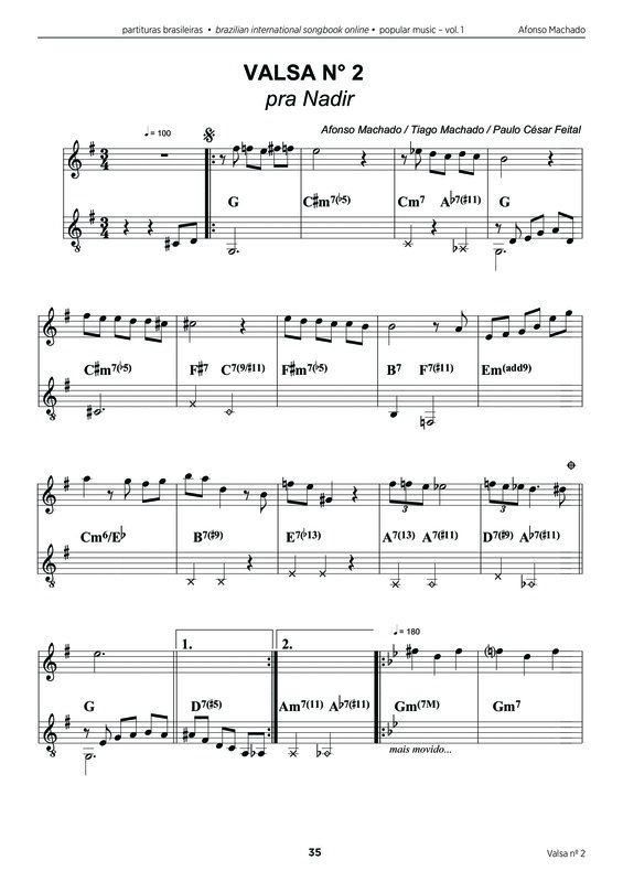 Partitura da música Valsa N. 2 Para Nadir