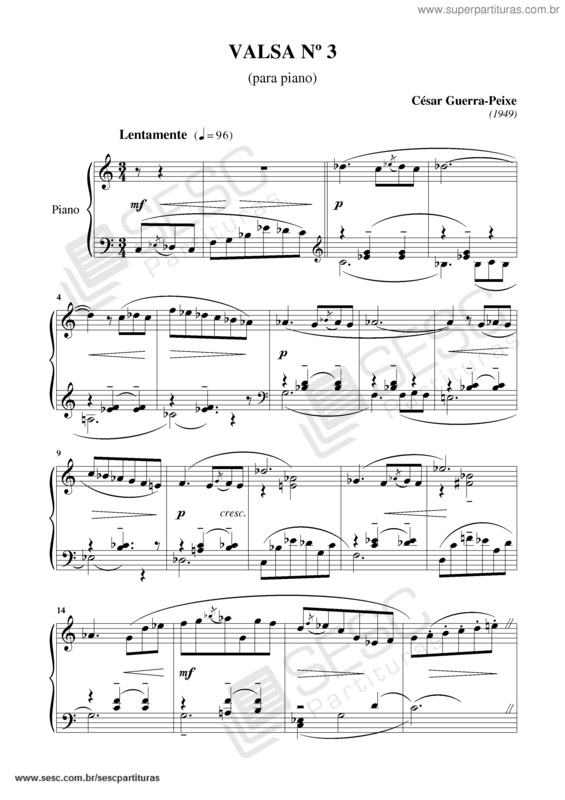 Partitura da música Valsa nº 3