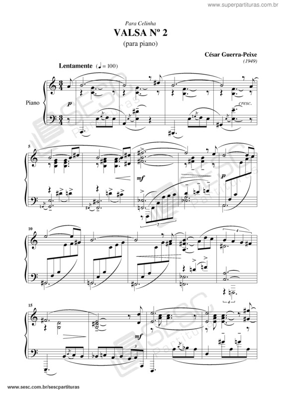 Partitura da música Valsa n 2