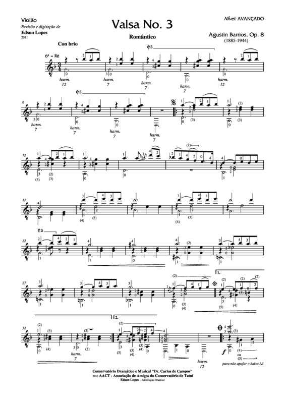 Partitura da música Valsa Nr 3 (Op. 8 Romântico)