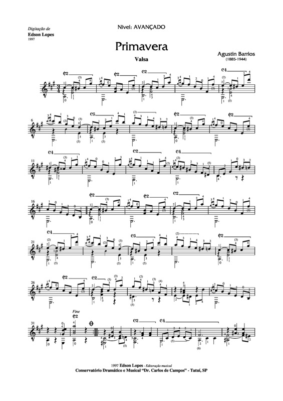 Partitura da música Valsa Nr 5 (Valsa da Primavera)