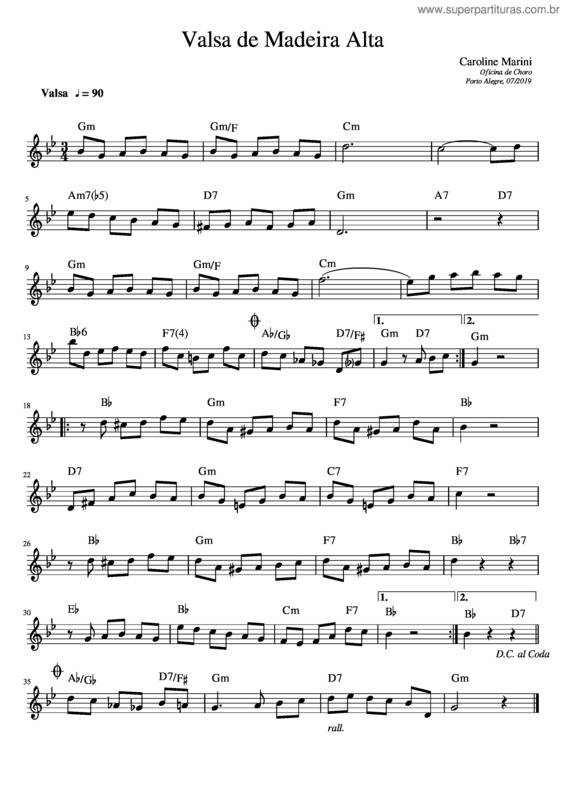 Partitura da música Valsa Oficina De Choro 07/2019