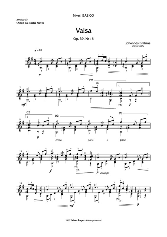 Partitura da música Valsa Op. 39 Nr 15