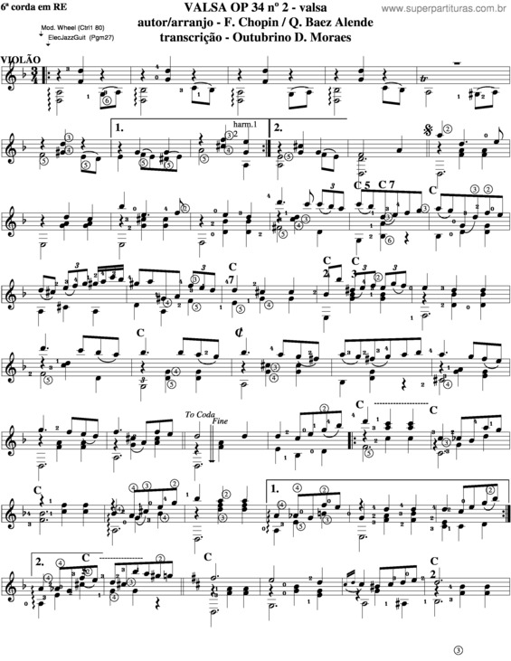 Partitura da música Valsa Op 34