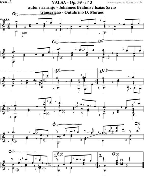 Partitura da música Valsa Op 39 v.2
