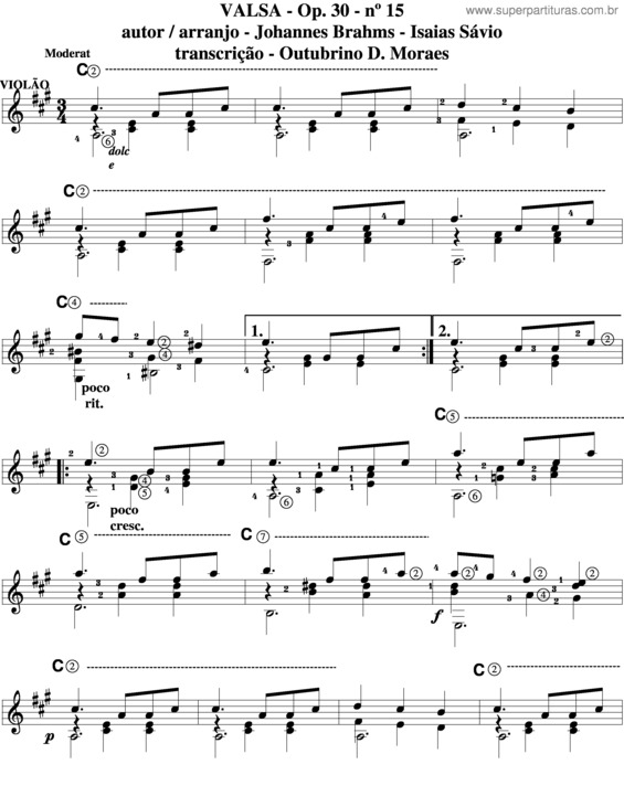 Partitura da música Valsa Op 39