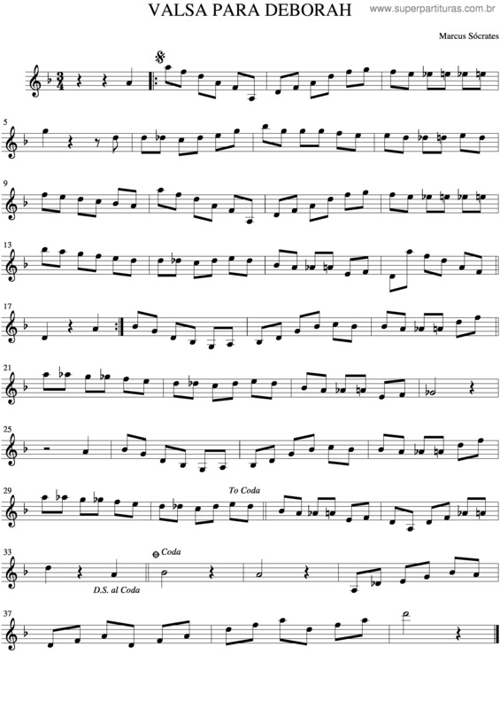 Partitura da música Valsa Para Déborah