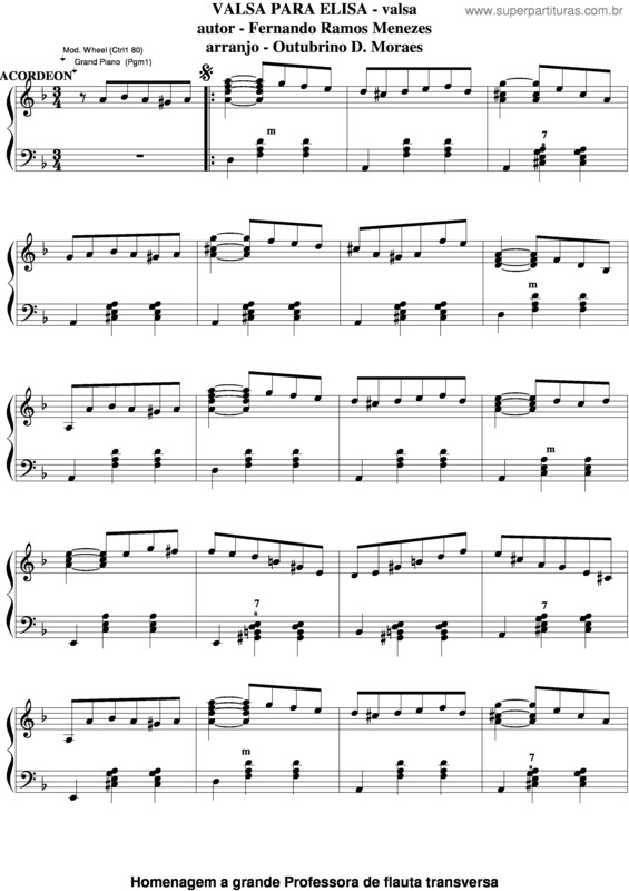 Partitura da música Valsa Para Elisa v.2