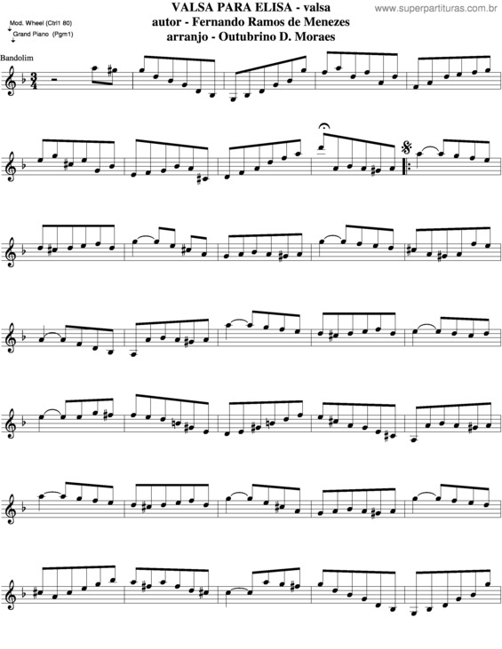 Partitura da música Valsa Para Elisa v.4