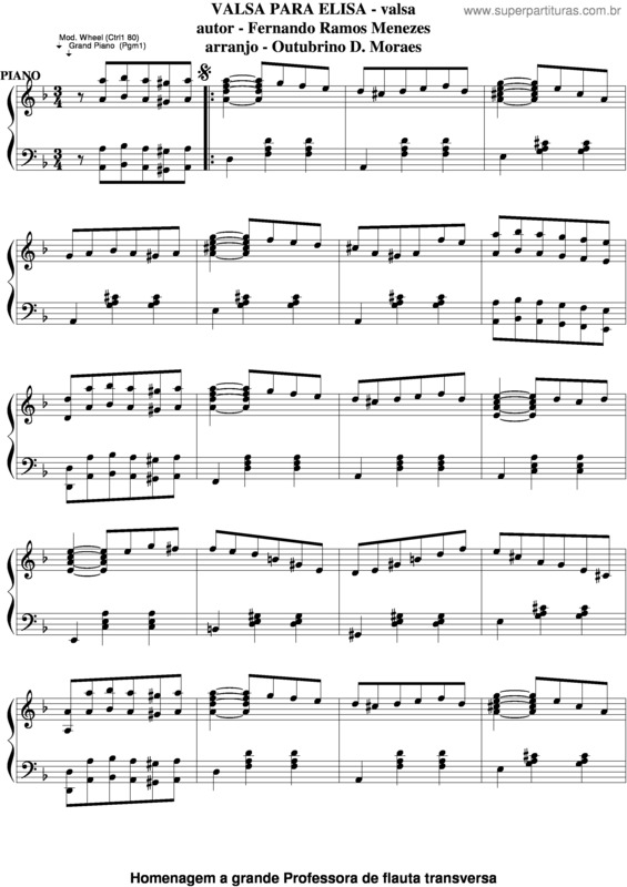 Partitura da música Valsa Para Elisa v.5