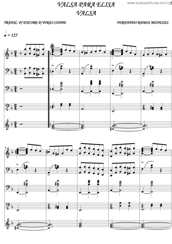 Partitura da música Valsa Para Elisa