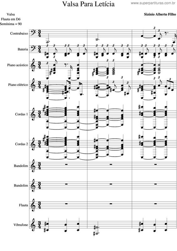 Partitura da música Valsa Para Letícia