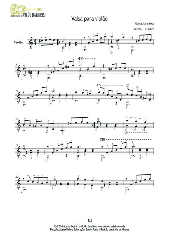 Partitura da música Valsa Para Violão