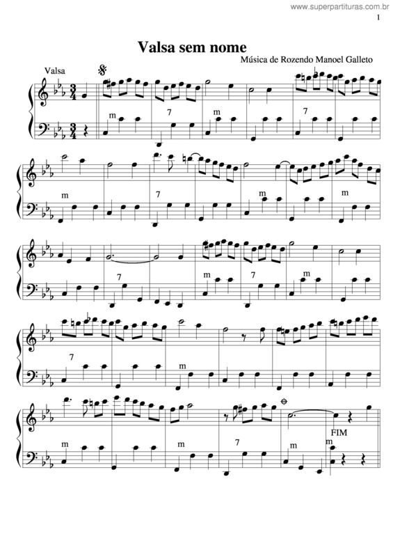 Partitura da música Valsa Sem Nome